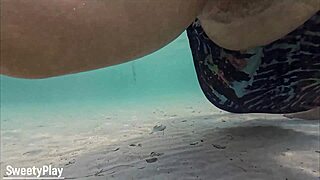 Stranger's Underwater Beach Creampie Fills Chubby Milf Pussy!