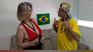 Teasing Myke Brasil's huge natural tits big nipples pussy lips