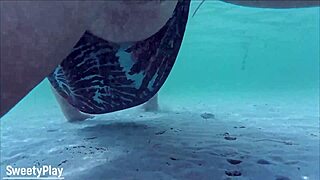 Stranger's Underwater Beach Creampie Fills Chubby Milf Pussy!