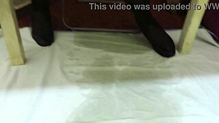 a busty milf sneaks peeing under table in this wet amateur fetish compilation