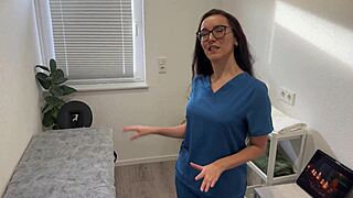 skinny nurse milf deepthroats patient in oiled hospital handjob