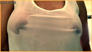 hey check my wife showing off those amazing tits thru her wet braless singlet