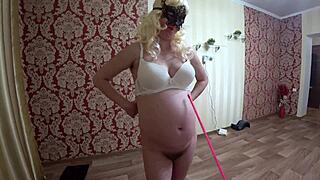 A pregnant student strips for lesbian teacher's hairy pussy exam pov