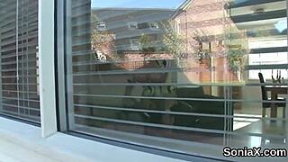 hey check out unfaithful english milf lady sonia flashing her huge tits...