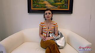 tiny brunette wendy gags deep on dick with big eyes before getting pounded hard