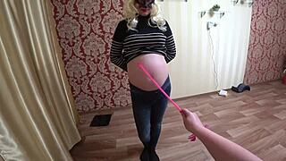 A pregnant student strips for lesbian teacher's hairy pussy exam pov