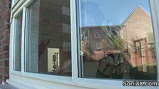 hey check out unfaithful english milf lady sonia flashing her huge tits...