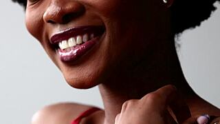 Sexy Ebony Milf Poses Strips Lingerie Reveals Body