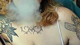 Chubby Latina milf smokes huge saggy tits face