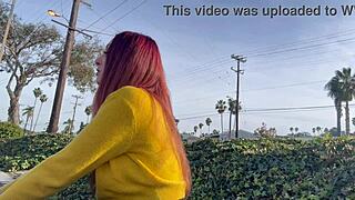 Artemisia love enjoys her long hair fetish outdoor public smoking session