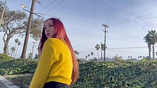 Artemisia love enjoys her long hair fetish outdoor public smoking session