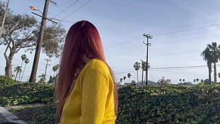 Artemisia love enjoys her long hair fetish outdoor public smoking session