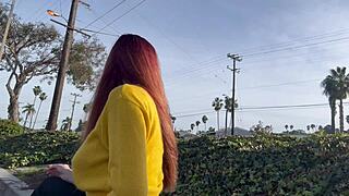 Artemisia love enjoys her long hair fetish outdoor public smoking session