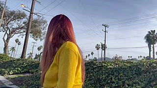 Artemisia love enjoys her long hair fetish outdoor public smoking session