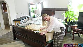 stepmom cleans then squirts everywhere while fucking stepson wildly