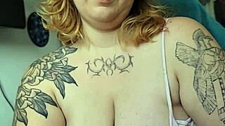 Chubby Latina milf smokes huge saggy tits face