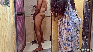 POV Indian stepmom caught horny pussy in bathroom