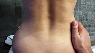 passionate anal creampie fills tight ass in steamy bedroom romp