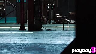 cute brunette jaclyn swedberg strips lingerie outdoors bares big ass pussy