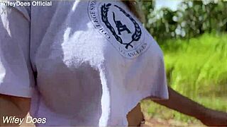 Wifey flashes huge tits braless everywhere!