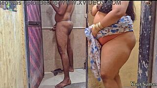 POV Indian stepmom caught horny pussy in bathroom