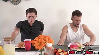 horny stepdad and stepbro ravage teen lana small's perfect blowjob while milf stepmom lexi luna watches