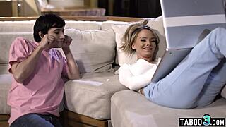 pristine edge, the skinny blonde stepmom, craves her stepson's monster cock deepthroat.