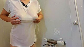 married woman rams dildo in bathroom full squirt