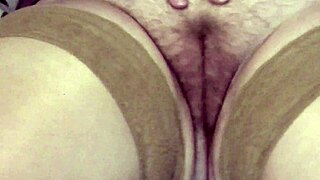 blonde milf fingers hairy wet pussy squirts solo closeup