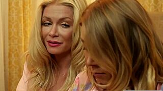 big tits milf facesits and licks shaved pussy of blonde neighbor