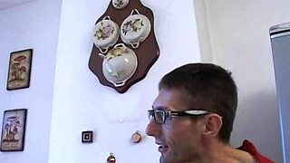 beautiful milf licks young cock head with playful fun