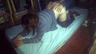 Latina milf girlfriend bends over for nighttime doggystyle pounding