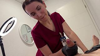 Nurse Slut Deepthroats Cock While Licking Balls in Hospital Fetish Play