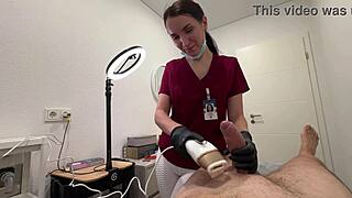 Nurse Slut Deepthroats Cock While Licking Balls in Hospital Fetish Play