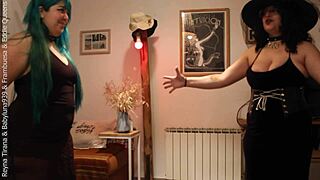 pregnant maid among three witches uses me in cosplay orgy footjob domination