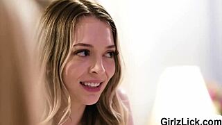 Blonde petite teens share fun slumber party moments with friends