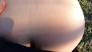 Curvy Wife Almost Caught Outdoor Blowjob and Fuck