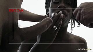 brunette ebony milf takes interracial anal double penetration in group