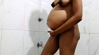 Husband Watches Pregnant Bhabi Bathing Her Curves