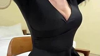 Stepmom's massive tits reveal those huge nipples up close on cam