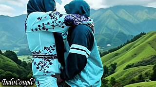 hijab muslim wife cheats on vacation swallowing lover's cum in real affair