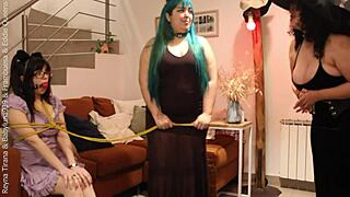 Three Pregnant Witches in Maid Cosplay Use Fat Nerd for Demonic Orgy