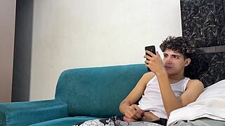 naughty stepsister surprises jerking my cock in bed