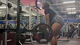 muscle mommy bobbi jo flexes ebony tattoos outdoors pov