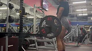 muscle mommy bobbi jo flexes ebony tattoos outdoors pov