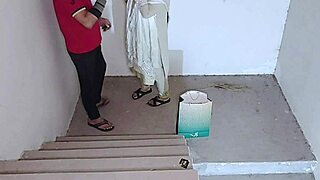 Secret stairs fuck with sister-in-law's tight shaved pussy moaning!