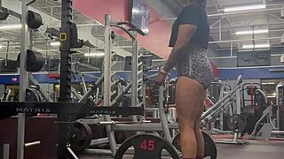 muscle mommy bobbi jo flexes ebony tattoos outdoors pov