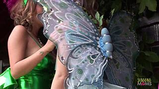 Stockinged blondes with fake tits snag two monster cocks for outdoor interracial foursome bang!