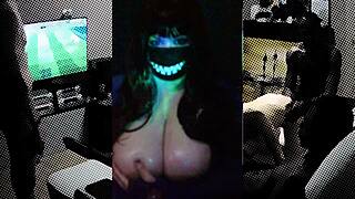 can this fat goth milf handle that huge dildo?