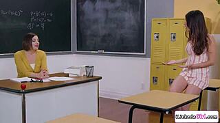 teacher seduces stepdaughter fingering her smooth pussy during lusty break